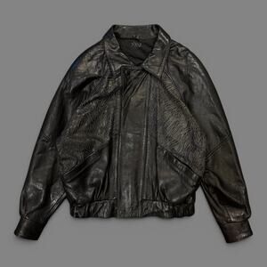 Fidelity L men’s black vintage leather bomber jacket biker motorcycle